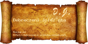 Debreczeni Jolánta névjegykártya